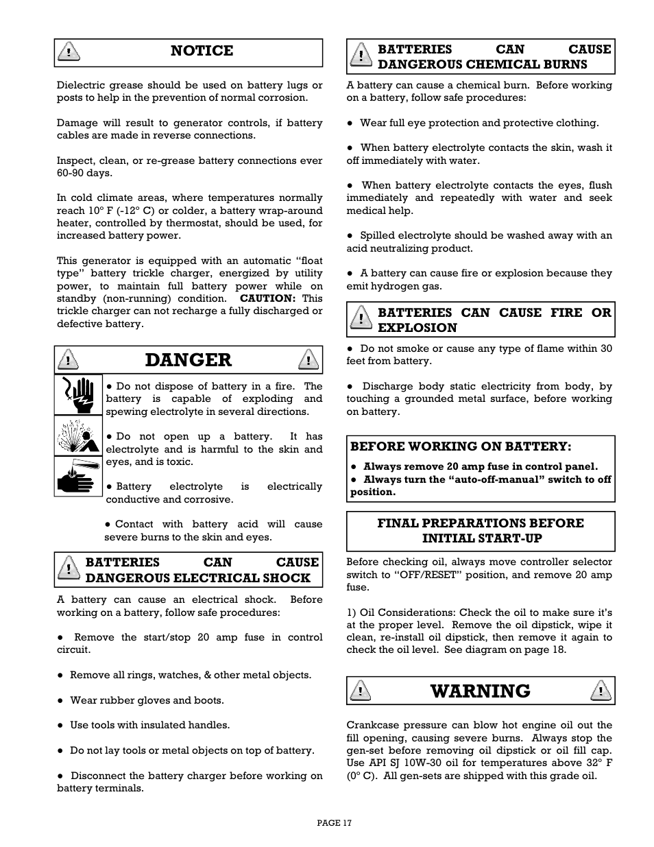Warning, Danger, Notice | Gillette Generators SPP-180 User Manual | Page 17 / 32