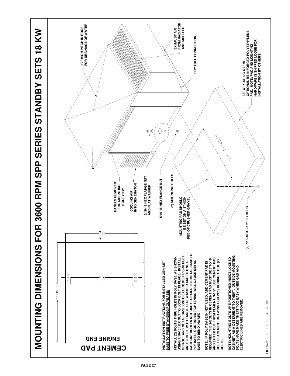 Ce me nt p ad, En gin e e nd | Gillette Generators SPP-180 User Manual | Page 27 / 32