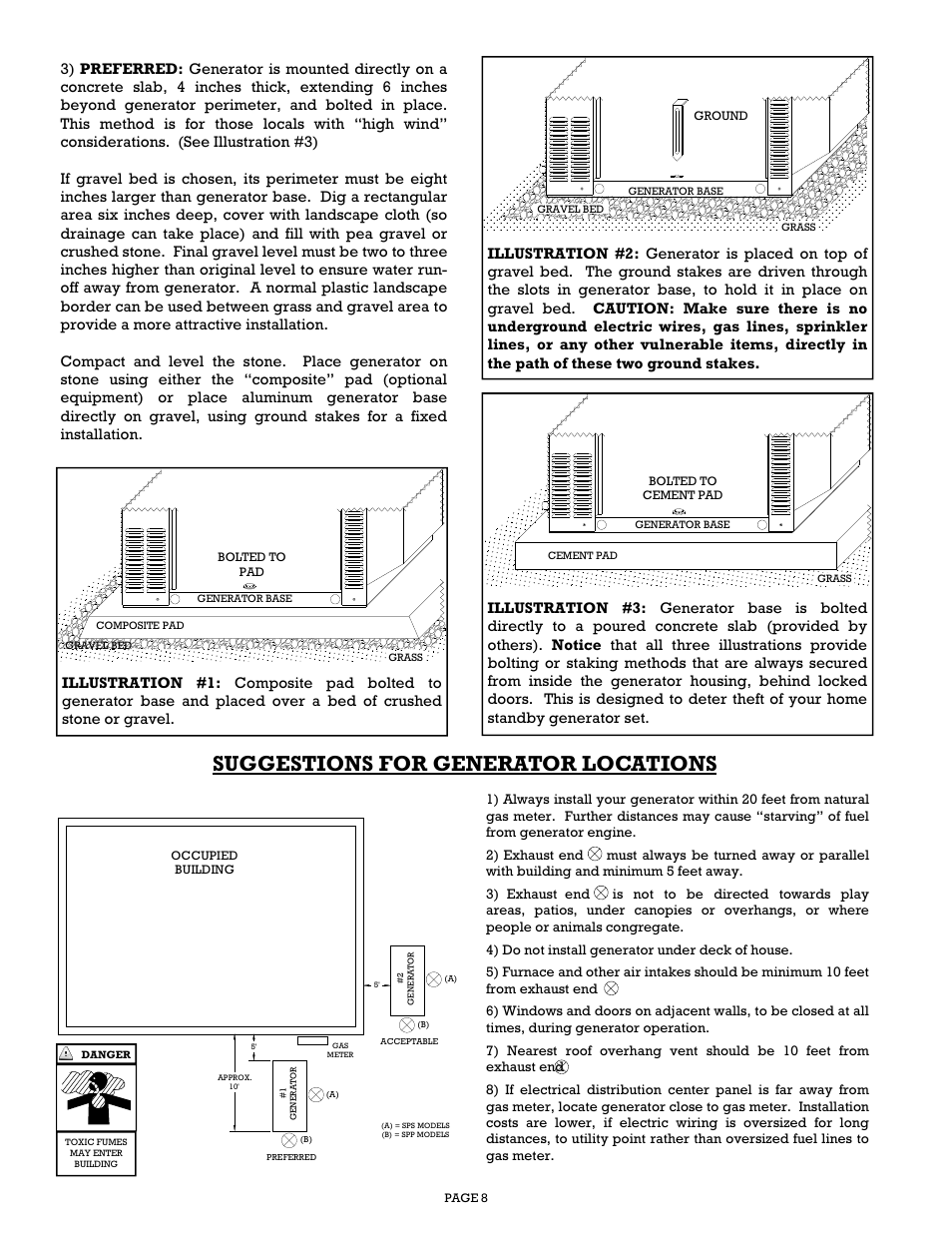 Suggestions for generator locations | Gillette Generators SPP-180 User Manual | Page 8 / 32