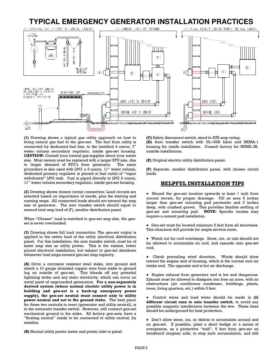 Typical emergency generator installation practices, Helpful installation tips | Gillette Generators SPP-180 User Manual | Page 9 / 32
