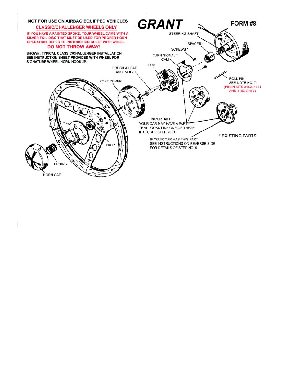 Grant Part #4198 - Standard Installation Kit User Manual | 2 pages