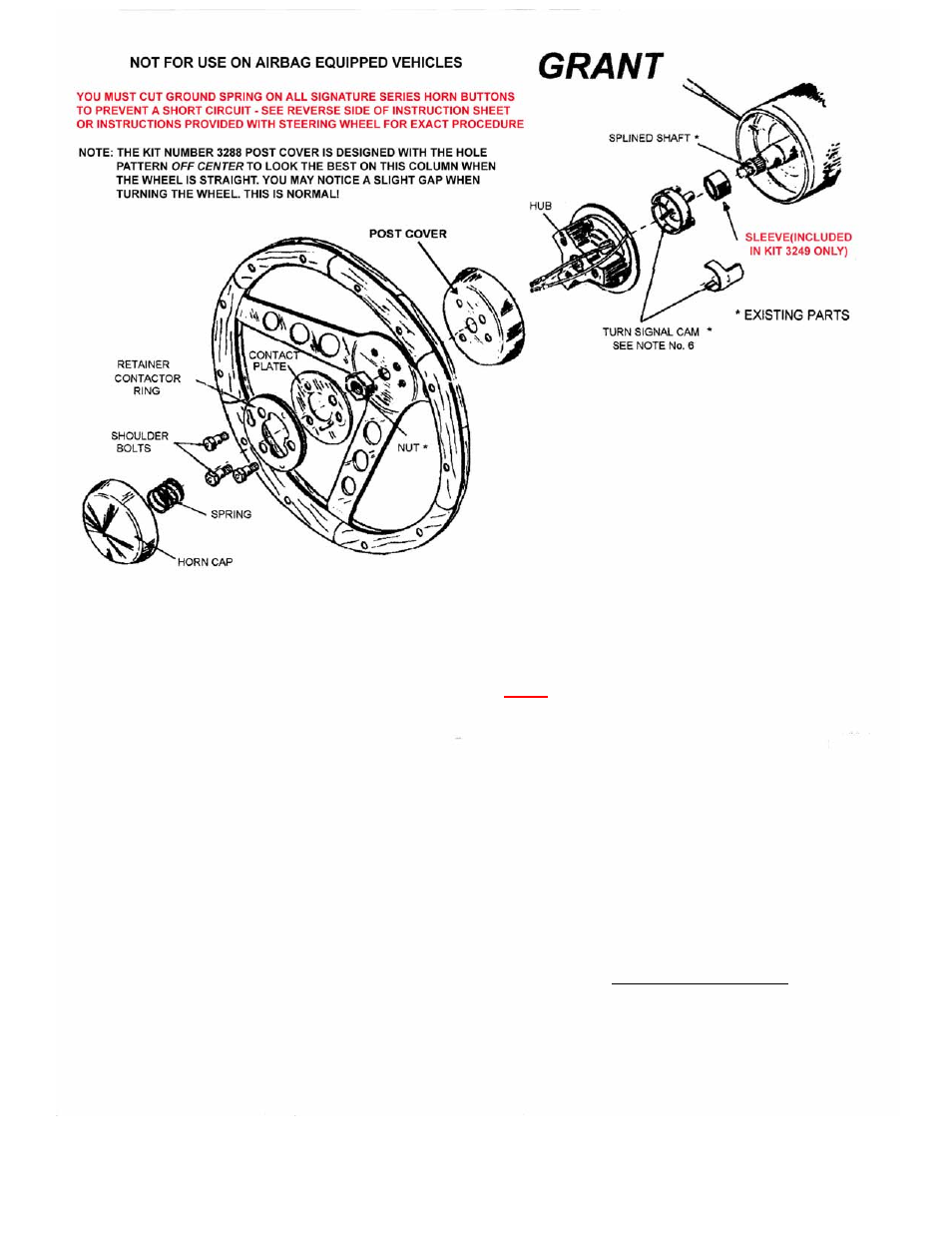 Grant Part #4288 - Standard Installation Kit User Manual | 2 pages