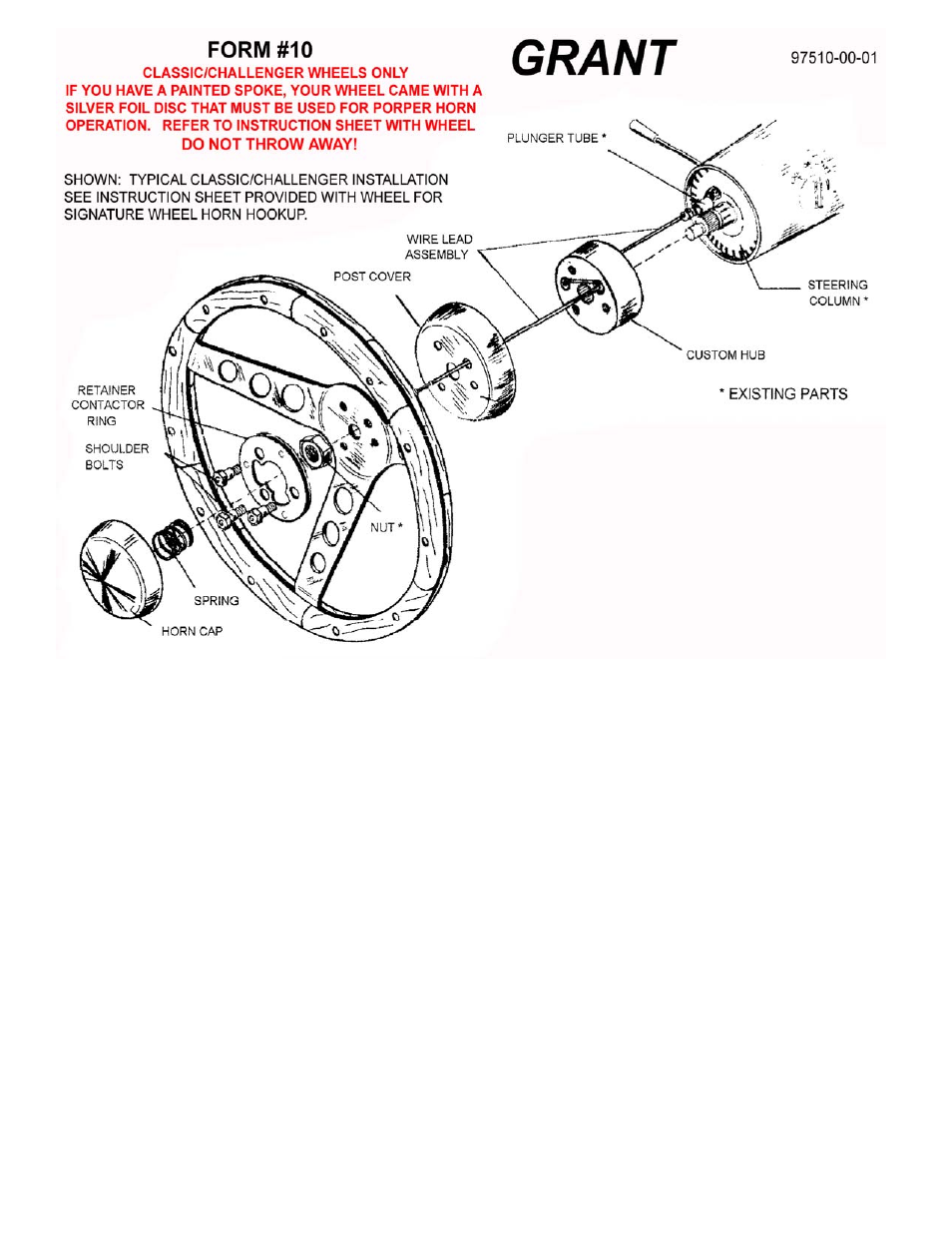 Grant Part #4503 - Standard Installation Kit User Manual | 2 pages