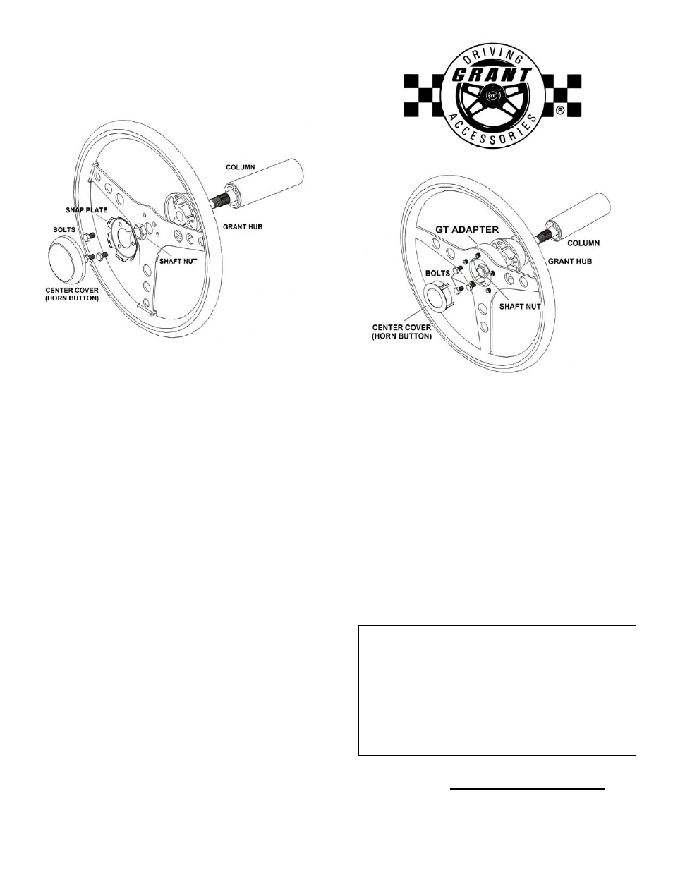 Grant Part #3678 - Golf Installation Kit User Manual | 1 page