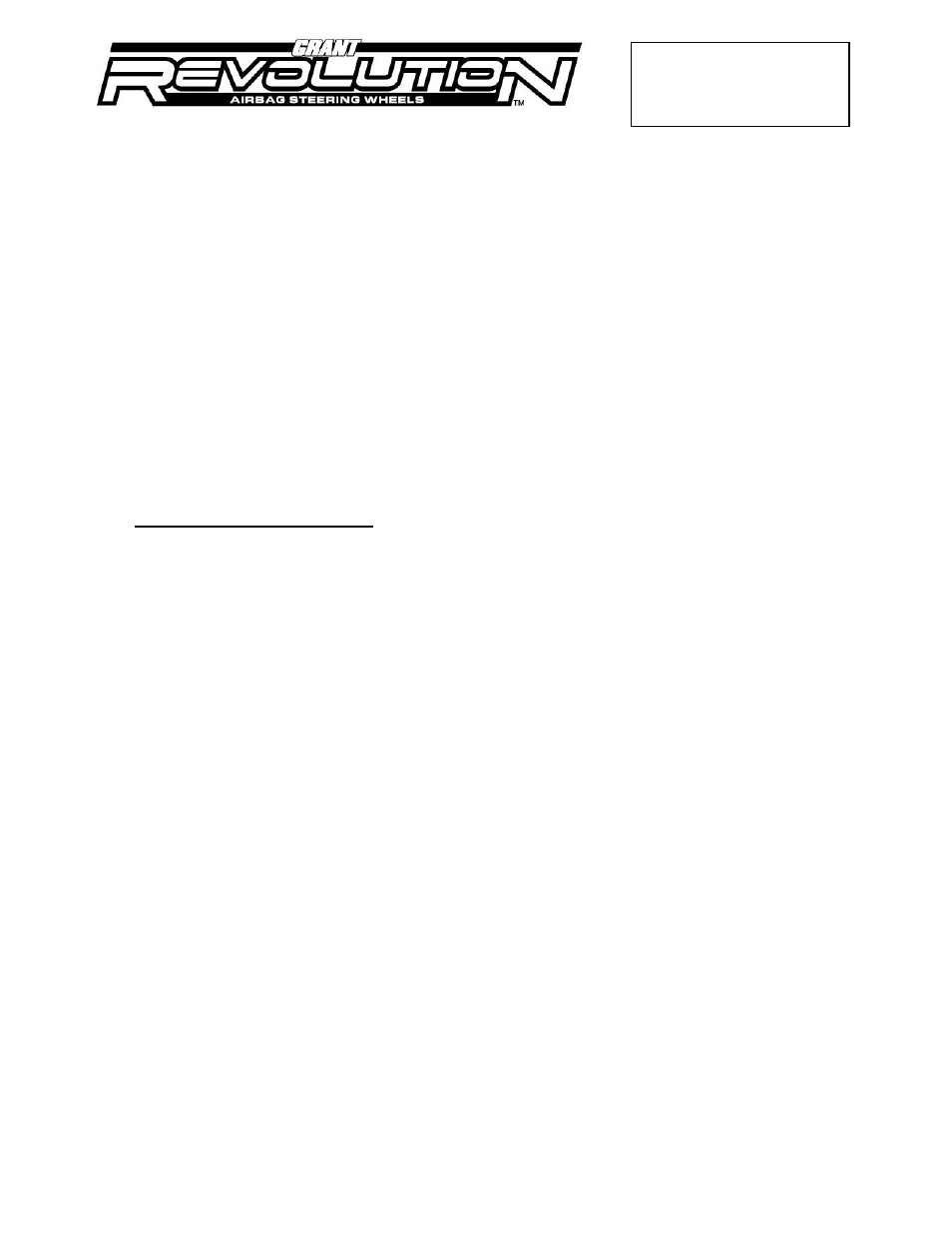 Grant Part #61036 - Revolution User Manual | 4 pages