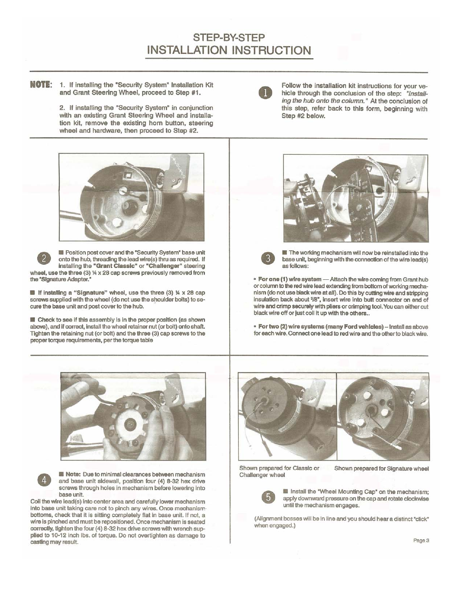 Grant Part #2001 - No Wheel No Steal Vehicle Security System User Manual | Page 3 / 4