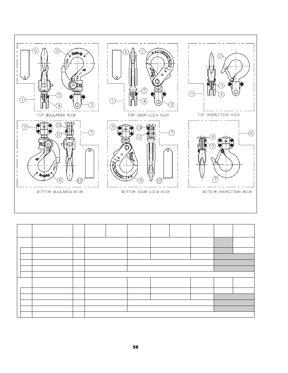 3 optional parts, Figure 9-5 bullard, Shur-loc | And inspection hooks | Harrington Hoists and Cranes LB Lever Hoist - (L5) User Manual | Page 58 / 64