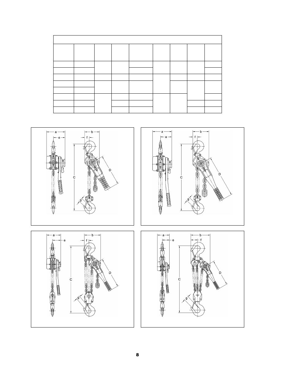 2 dimensions | Harrington Hoists and Cranes LB Lever Hoist - (L5) User Manual | Page 8 / 64