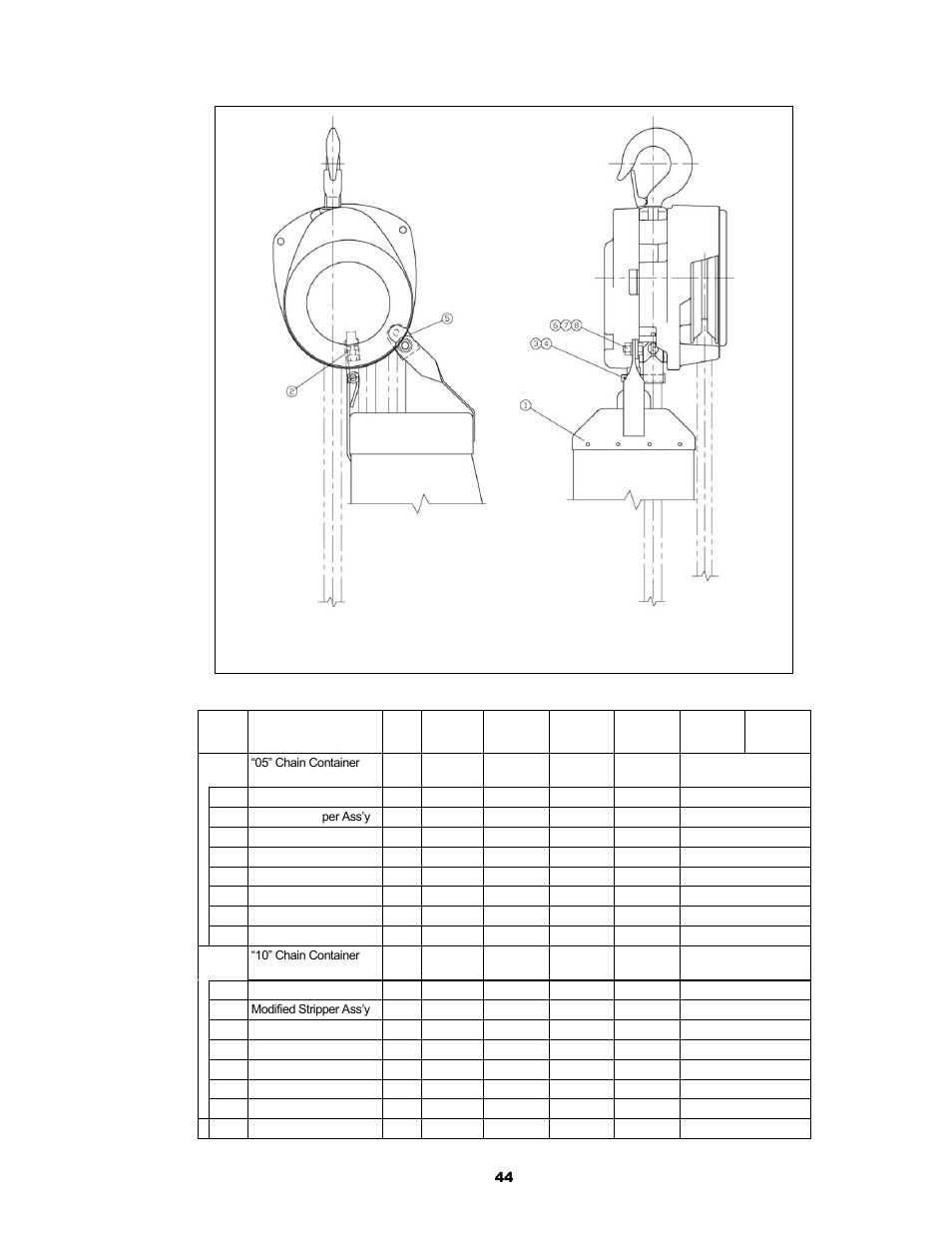 4 optional chain containers, Figure 9-4 cf4 optional chain container | Harrington Hoists and Cranes CF Hand Chain Hoist User Manual | Page 44 / 48