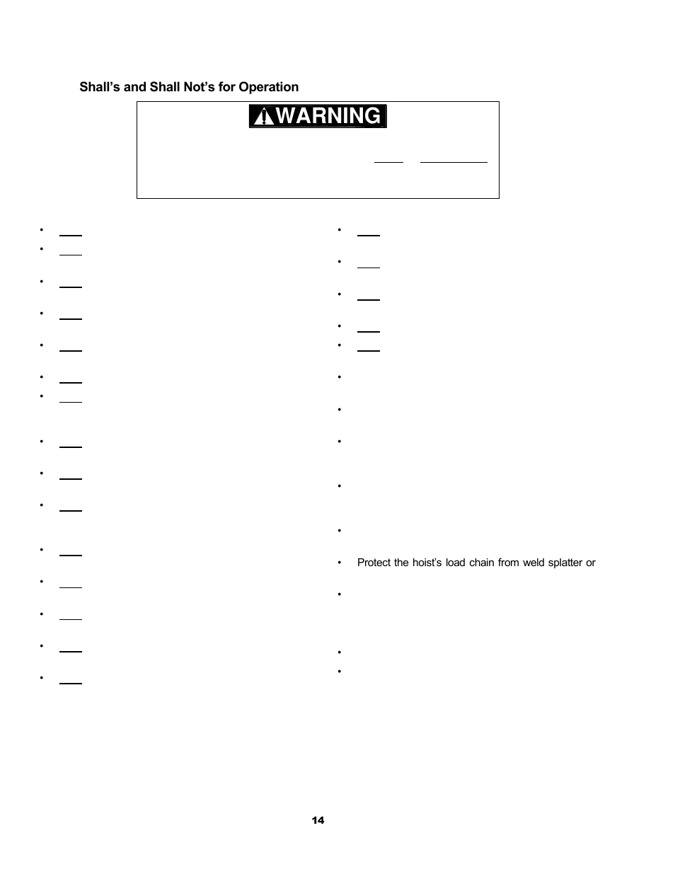 Harrington Hoists and Cranes CB Hand Chain Hoist User Manual | Page 14 / 56