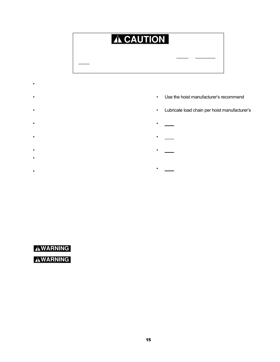 Harrington Hoists and Cranes CB Hand Chain Hoist User Manual | Page 15 / 56