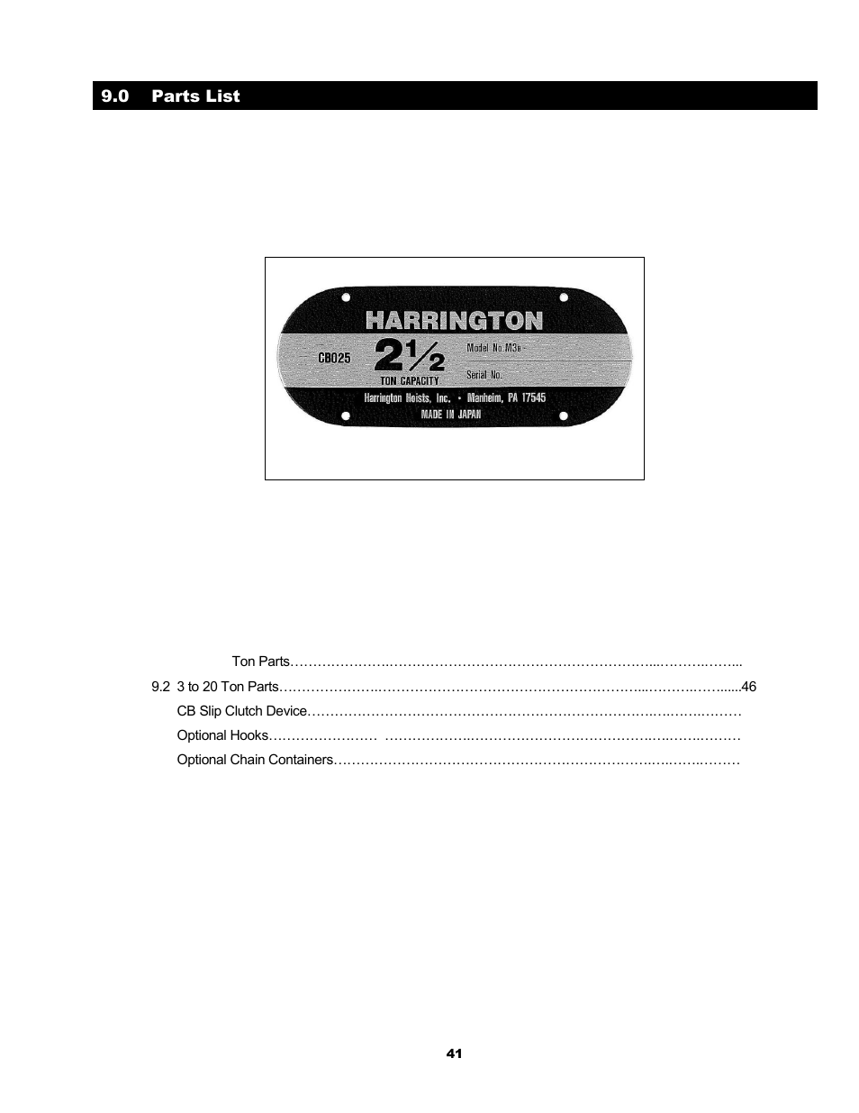 Harrington Hoists and Cranes CB Hand Chain Hoist User Manual | Page 41 / 56