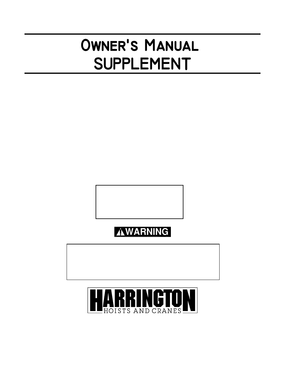 Harrington Hoists and Cranes (N)ER Large Cap Hoist - ((N)ER2 User Manual | 60 pages