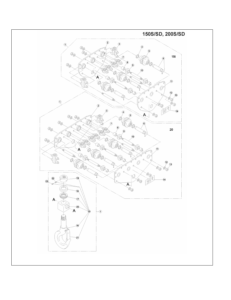 4 bottom hook parts | Harrington Hoists and Cranes (N)ER Large Cap Hoist - ((N)ER2 User Manual | Page 32 / 60
