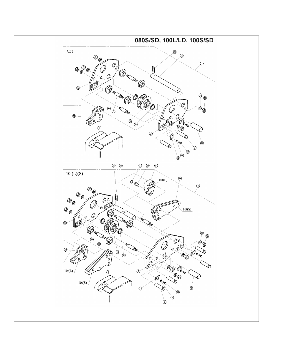 8 top suspension plate parts | Harrington Hoists and Cranes (N)ER Large Cap Hoist - ((N)ER2 User Manual | Page 42 / 60