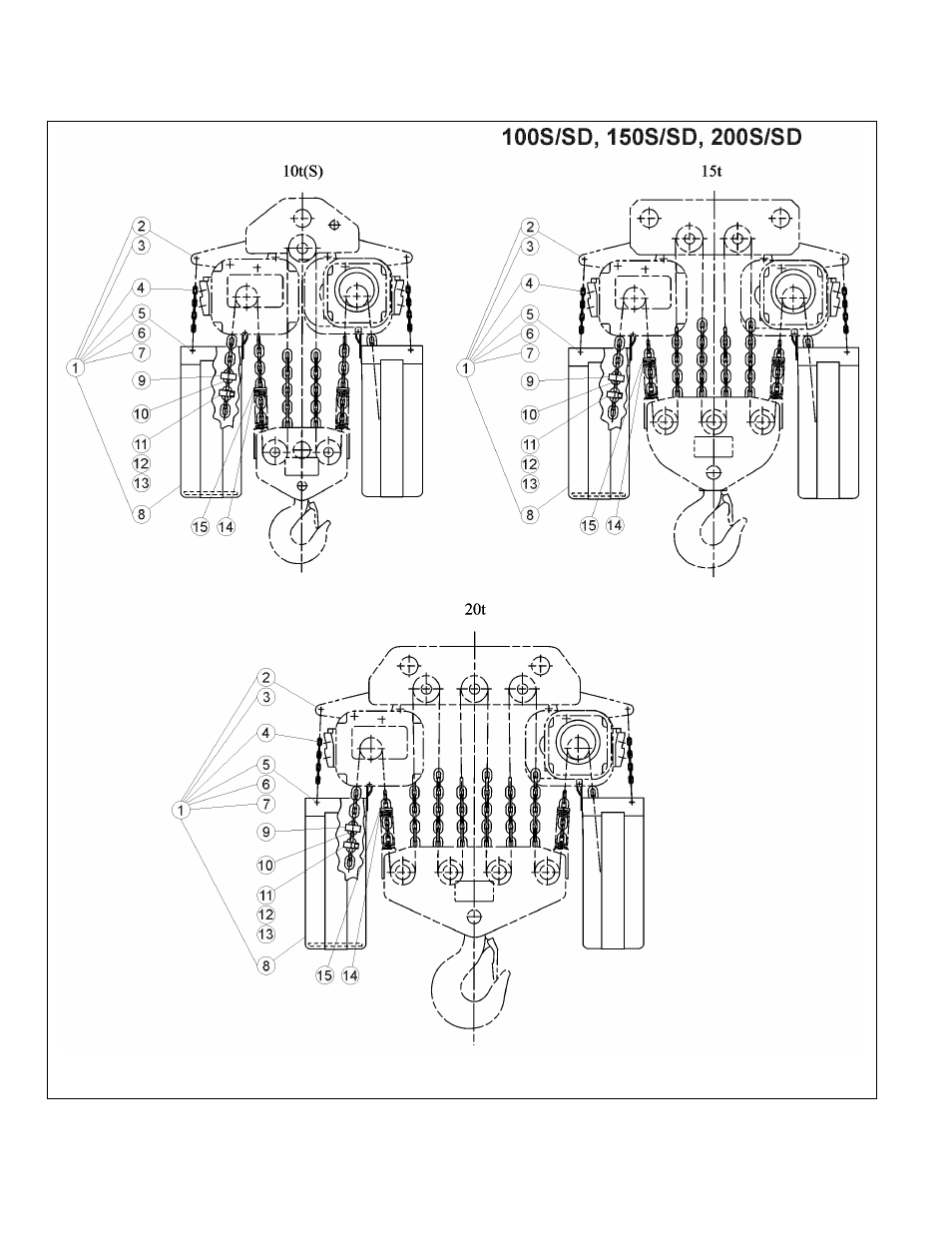 12 chain container parts | Harrington Hoists and Cranes (N)ER Large Cap Hoist - ((N)ER2 User Manual | Page 58 / 60
