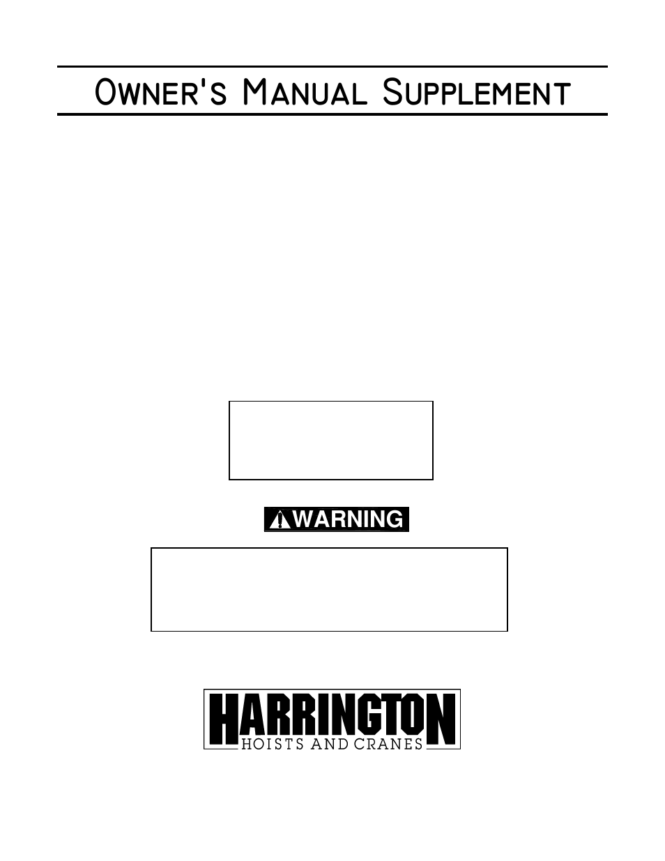 Harrington Hoists and Cranes ED 1050 Supplement - (ED3) User Manual | 20 pages