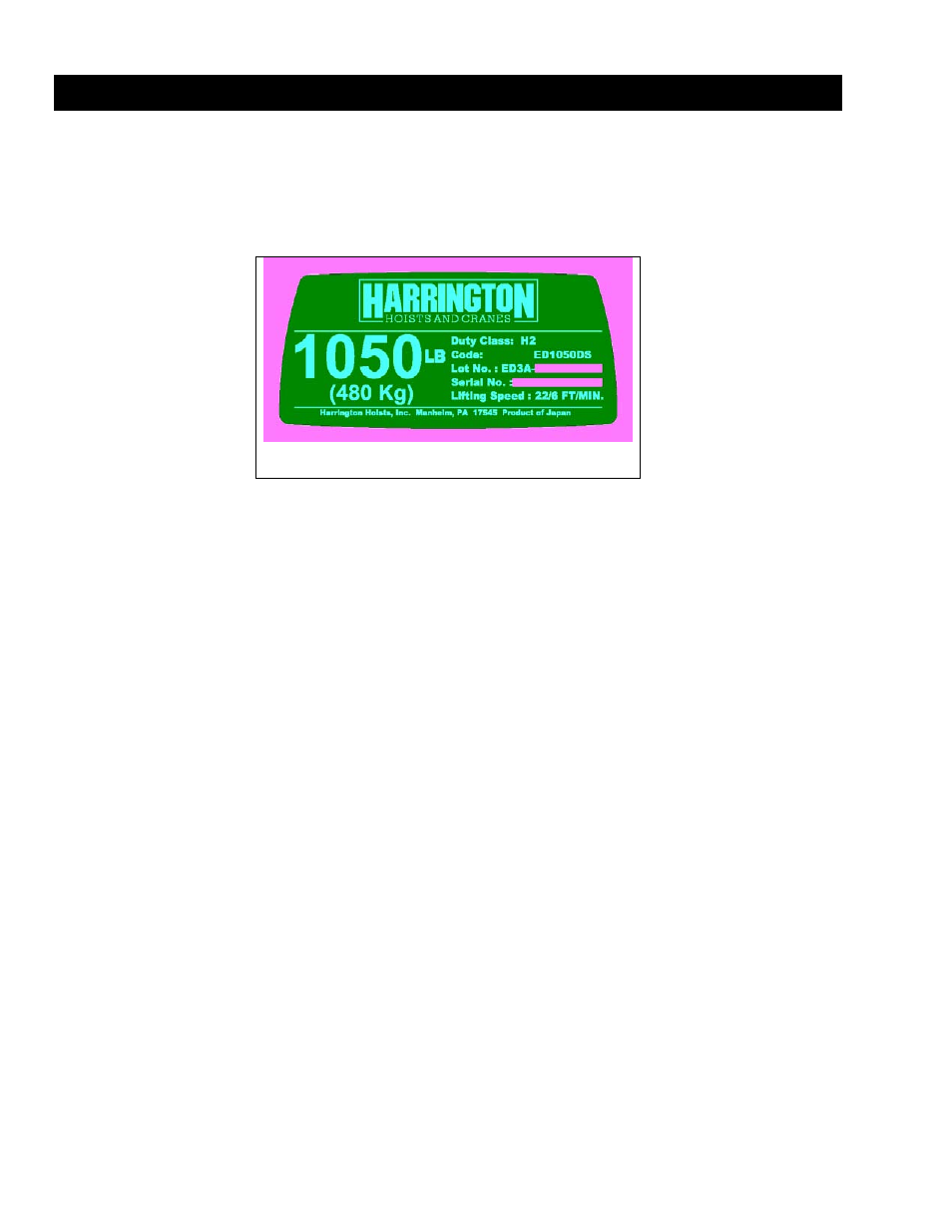 0 parts list | Harrington Hoists and Cranes ED 1050 Supplement - (ED3) User Manual | Page 12 / 20