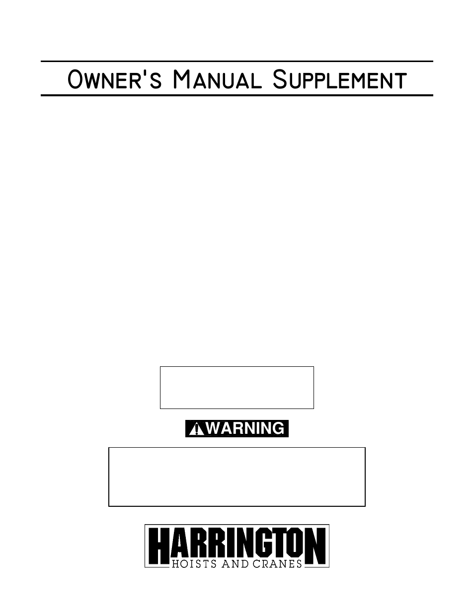 Harrington Hoists and Cranes (N)ERCC Hoist - ((N)ER2) User Manual | 12 pages