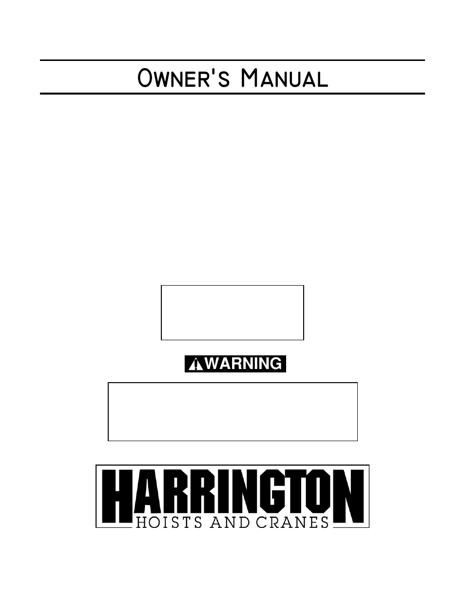 Harrington Hoists and Cranes SNER Hoist User Manual | 64 pages