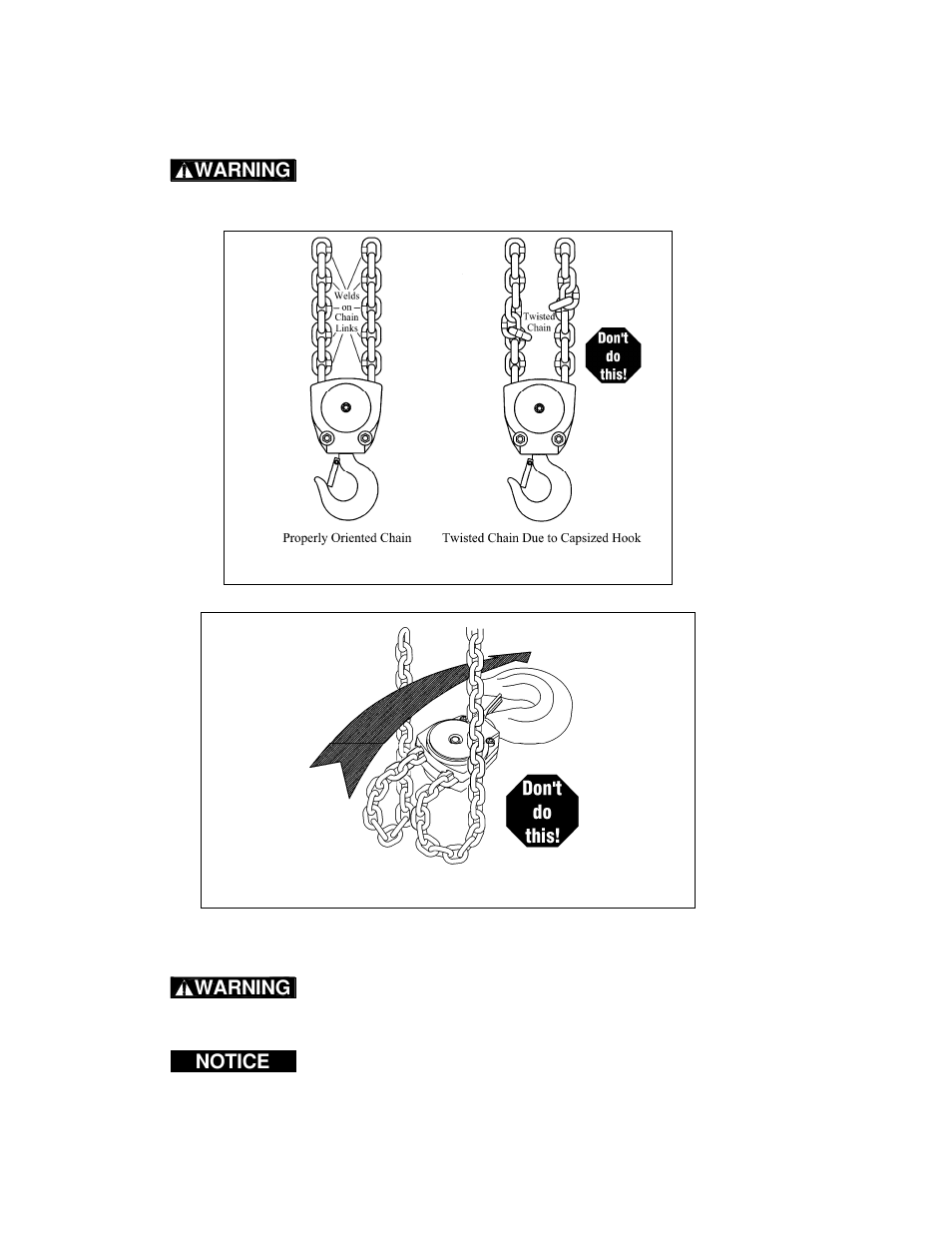 Warning, Notice | Harrington Hoists and Cranes SNER Hoist User Manual | Page 14 / 64