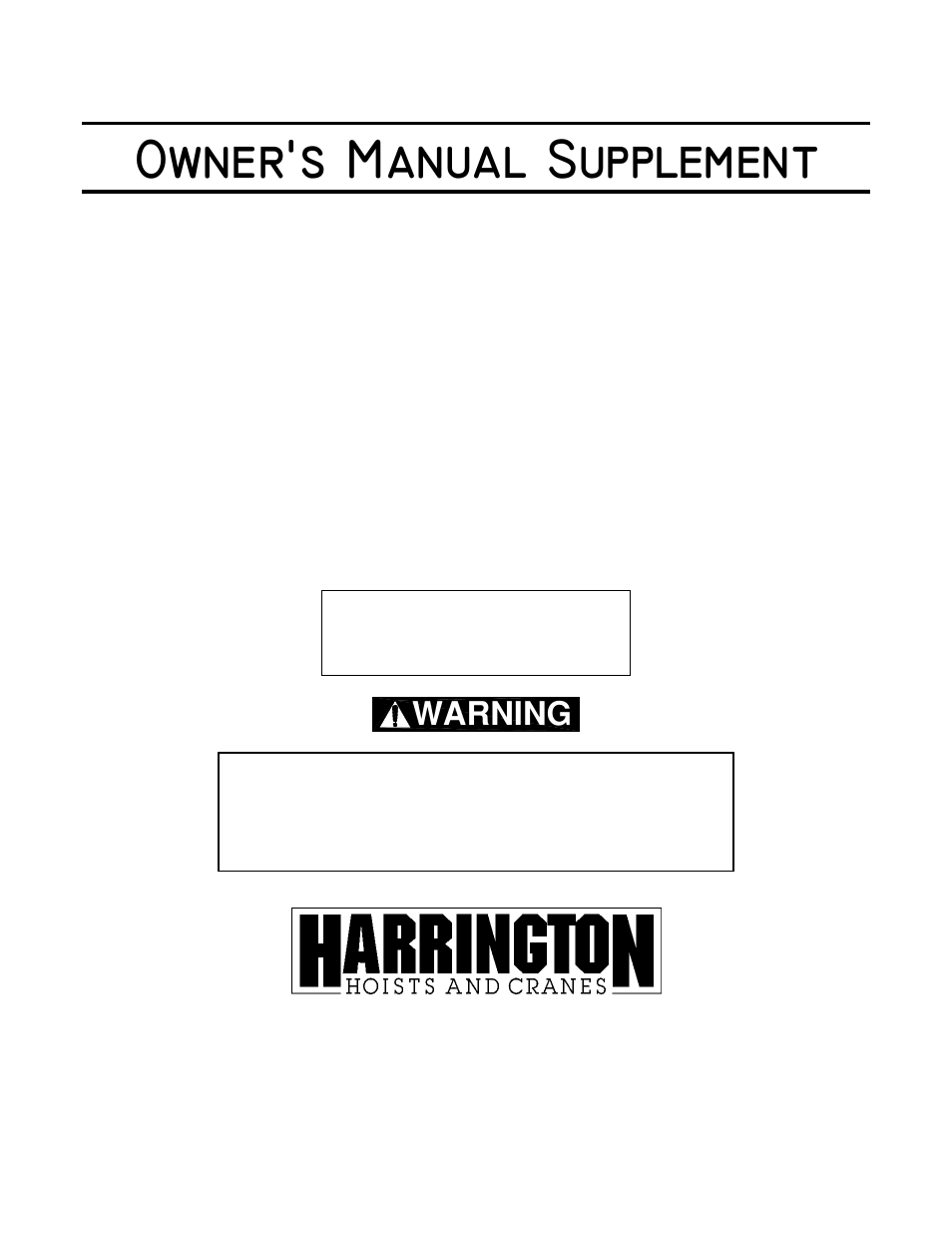 Harrington Hoists and Cranes Food Grade Supplement (ER2/MR2/PT) User Manual | 64 pages