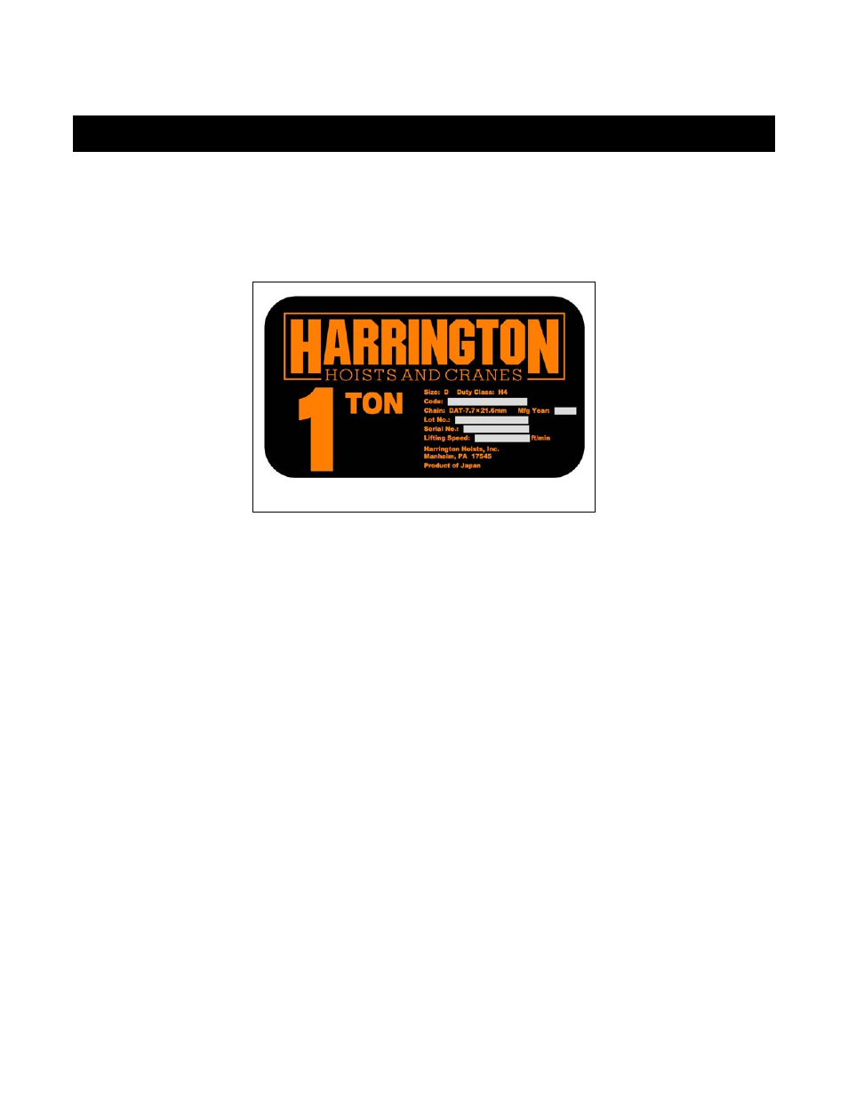 V parts list | Harrington Hoists and Cranes Food Grade Supplement (ER2/MR2/PT) User Manual | Page 21 / 64