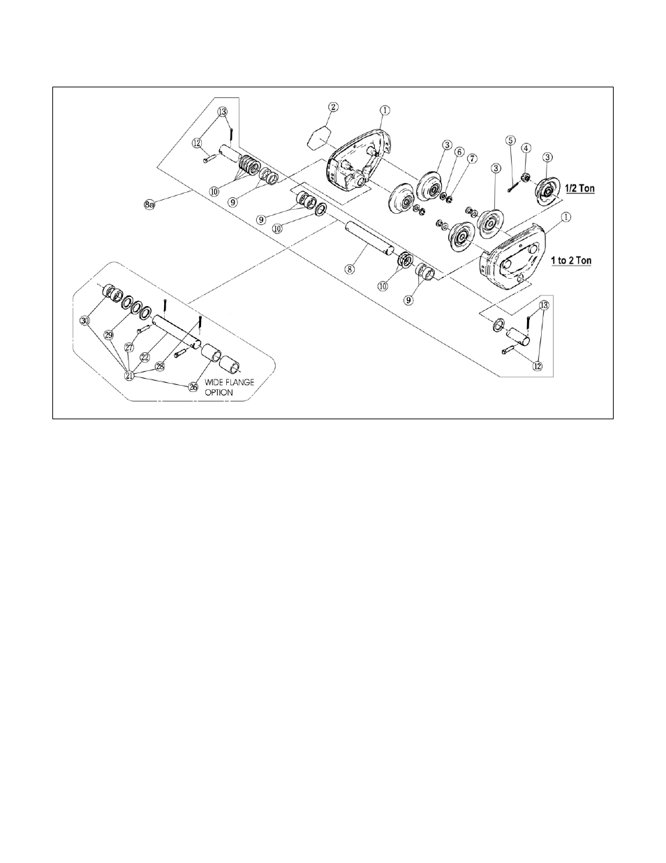 1 ts2 push trolley parts – 1/4 to 2 ton | Harrington Hoists and Cranes Food Grade Supplement (ER2/MR2/PT) User Manual | Page 60 / 64