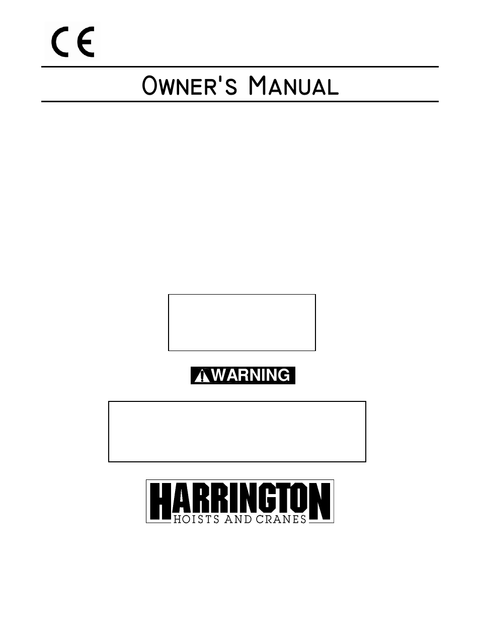Harrington Hoists and Cranes TNER Theater Hoist User Manual | 56 pages