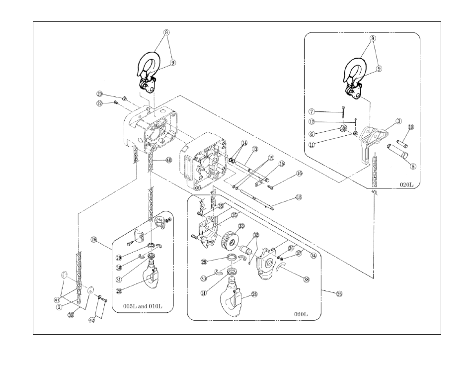 3 hook parts | Harrington Hoists and Cranes TNER Theater Hoist User Manual | Page 44 / 56
