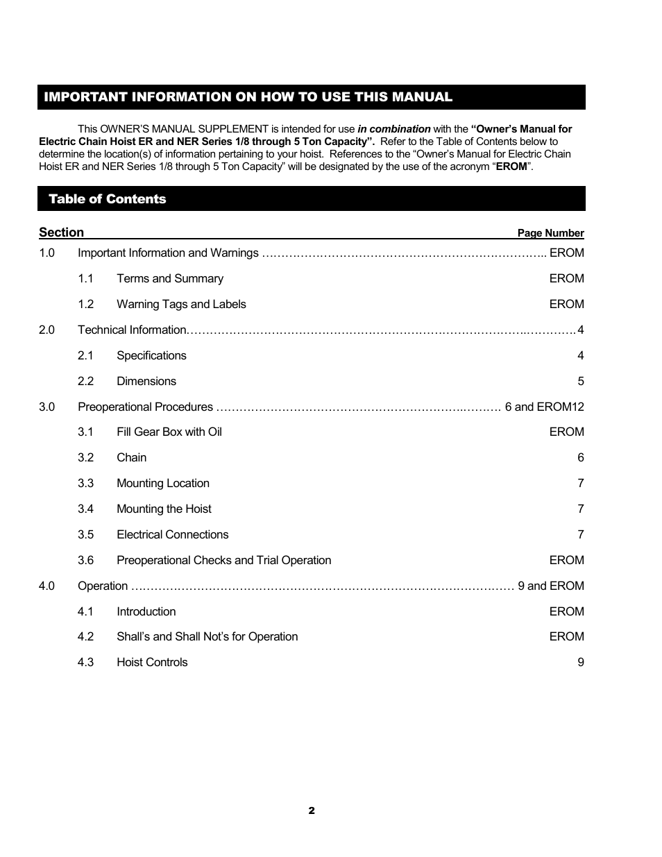 Harrington Hoists and Cranes (N)ERCC Hoist - ((N)ER1) User Manual | Page 2 / 12