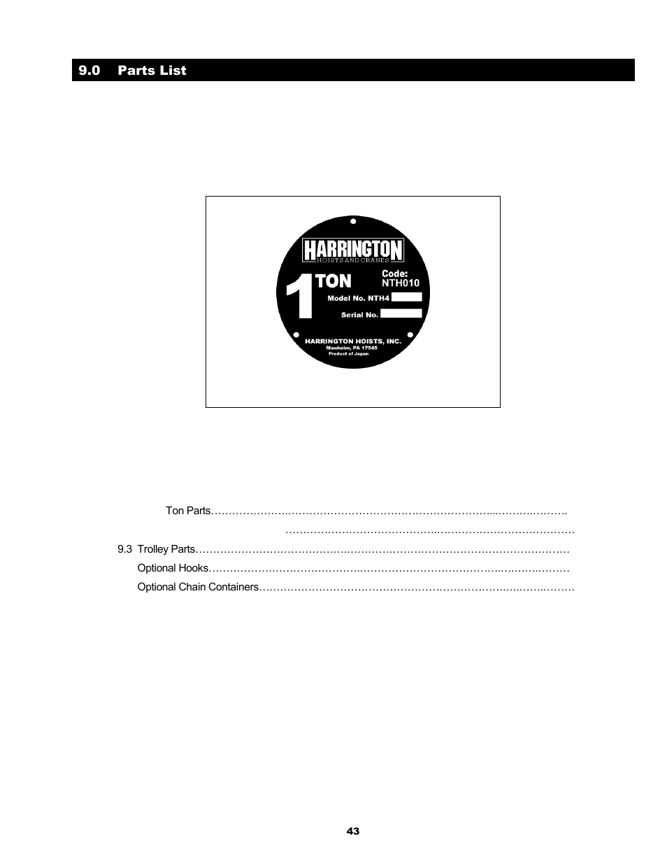 Harrington Hoists and Cranes (G)NTH Trolley User Manual | Page 43 / 58