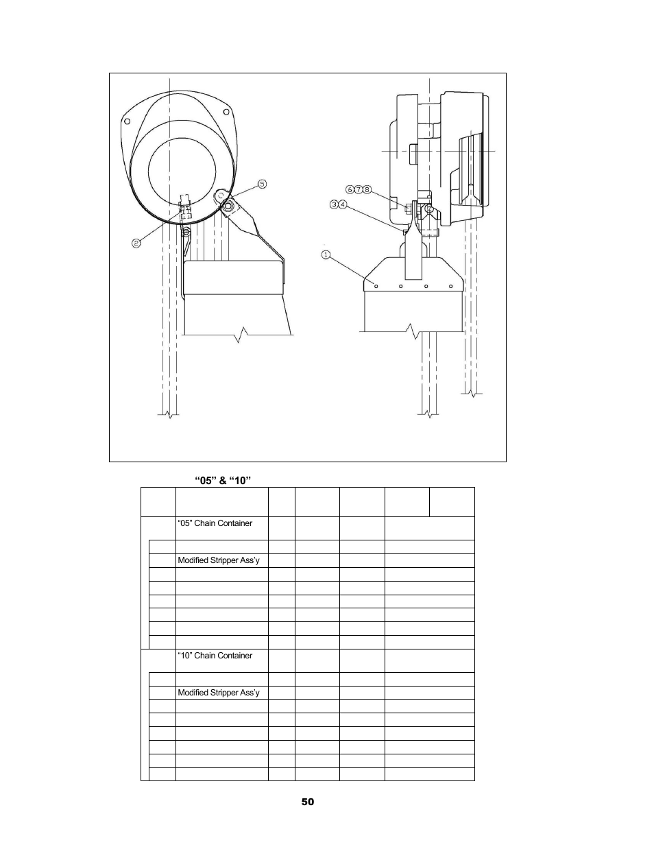 5 optional chain containers, Figure 9-5 cf4 optional chain container | Harrington Hoists and Cranes (G)NTH Trolley User Manual | Page 50 / 58