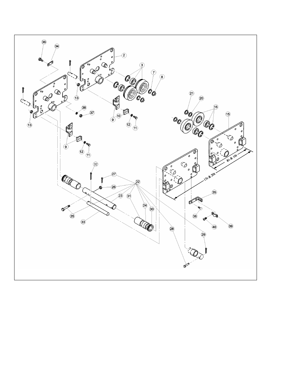 7 side plates and suspension parts – 8 to 20 ton | Harrington Hoists and Cranes MR Trolley - (MR2) User Manual | Page 68 / 76