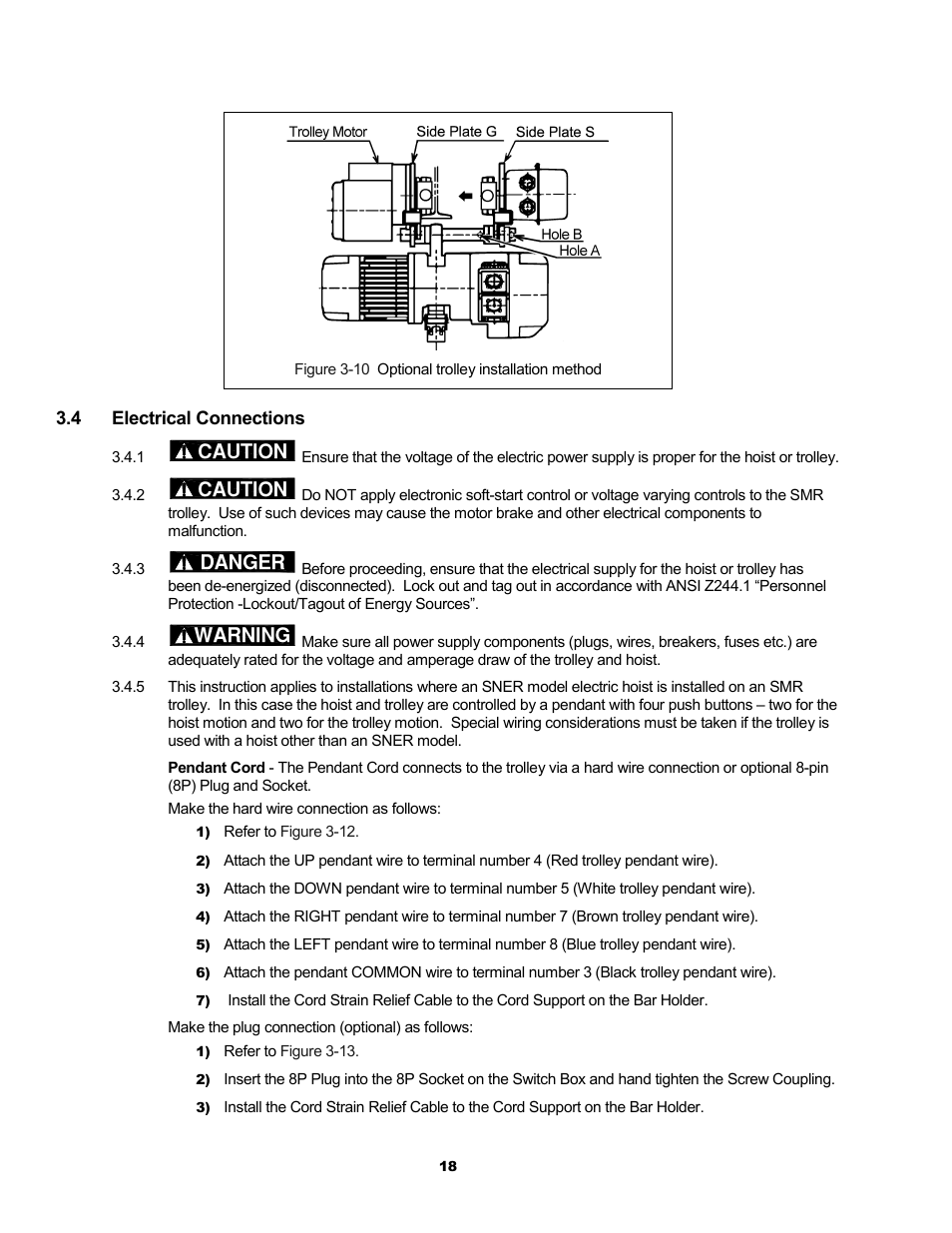 Caution, Danger, Warning | Harrington Hoists and Cranes SMR Trolley User Manual | Page 18 / 48