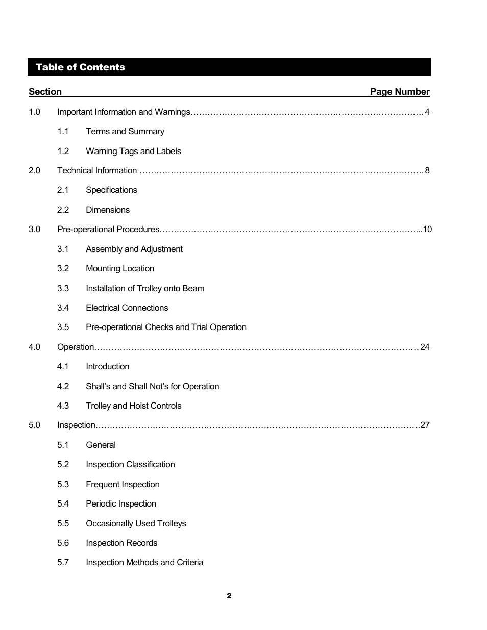 Harrington Hoists and Cranes SMR Trolley User Manual | Page 2 / 48