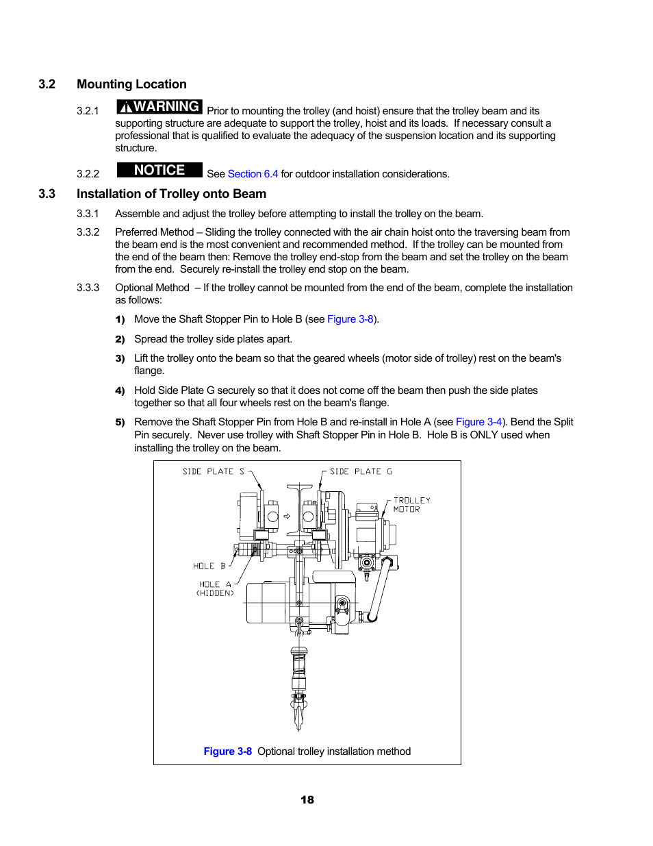 Warning, Notice | Harrington Hoists and Cranes MCR Trolley User Manual | Page 18 / 52