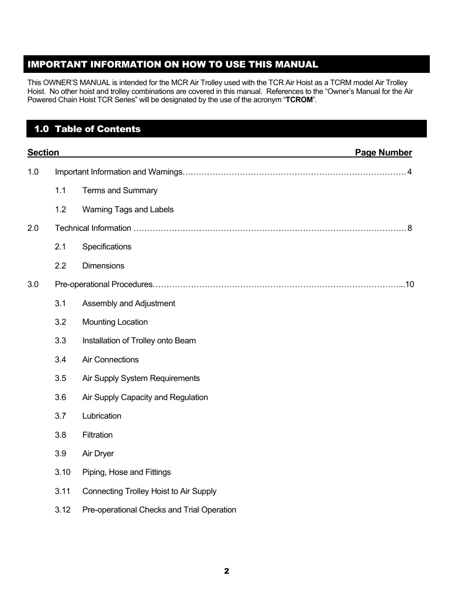 Harrington Hoists and Cranes MCR Trolley User Manual | Page 2 / 52