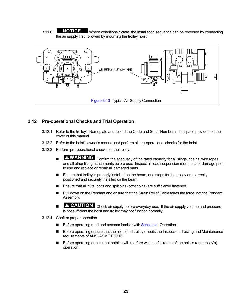 Warning, Caution | Harrington Hoists and Cranes MCR Trolley User Manual | Page 25 / 52