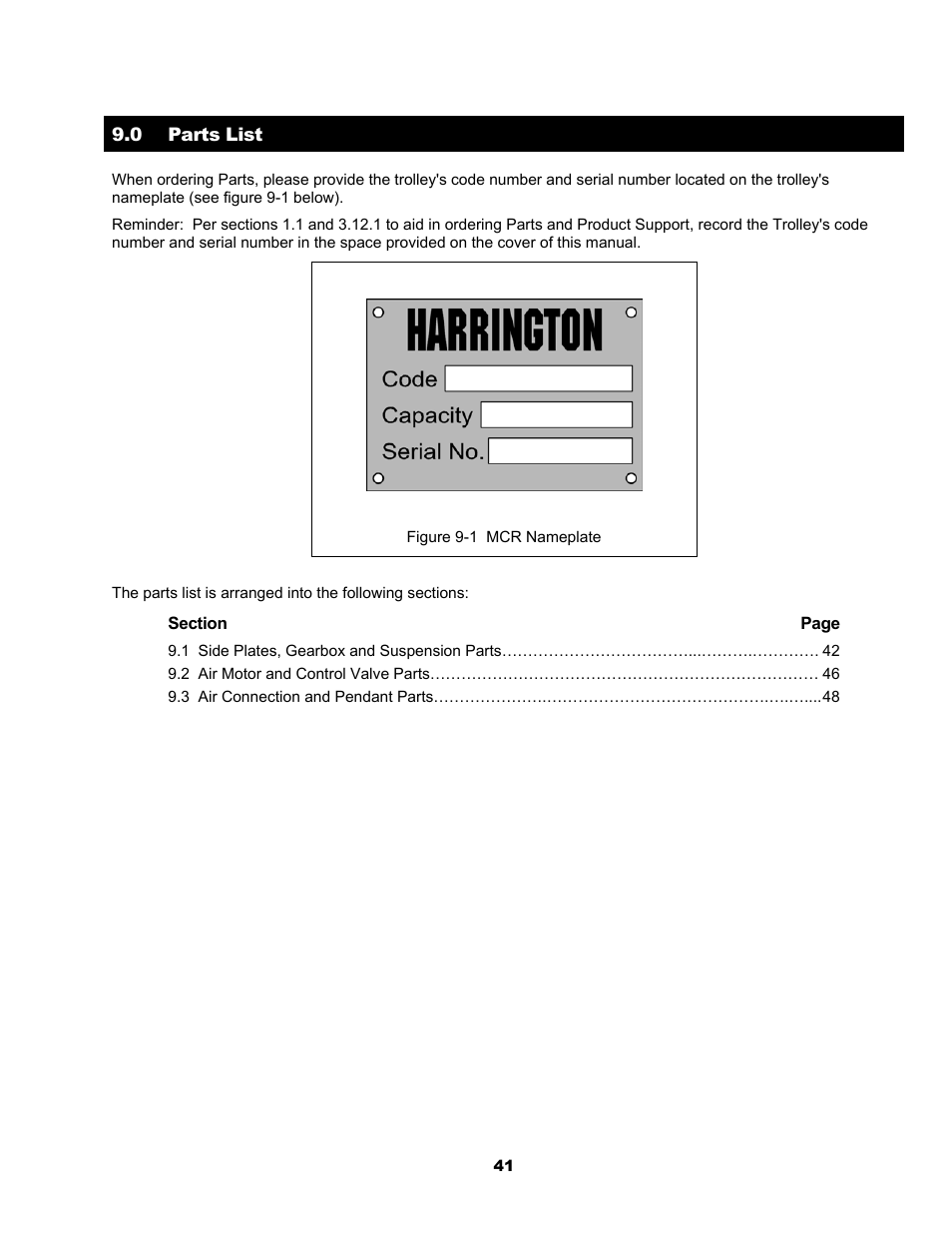 Harrington Hoists and Cranes MCR Trolley User Manual | Page 41 / 52