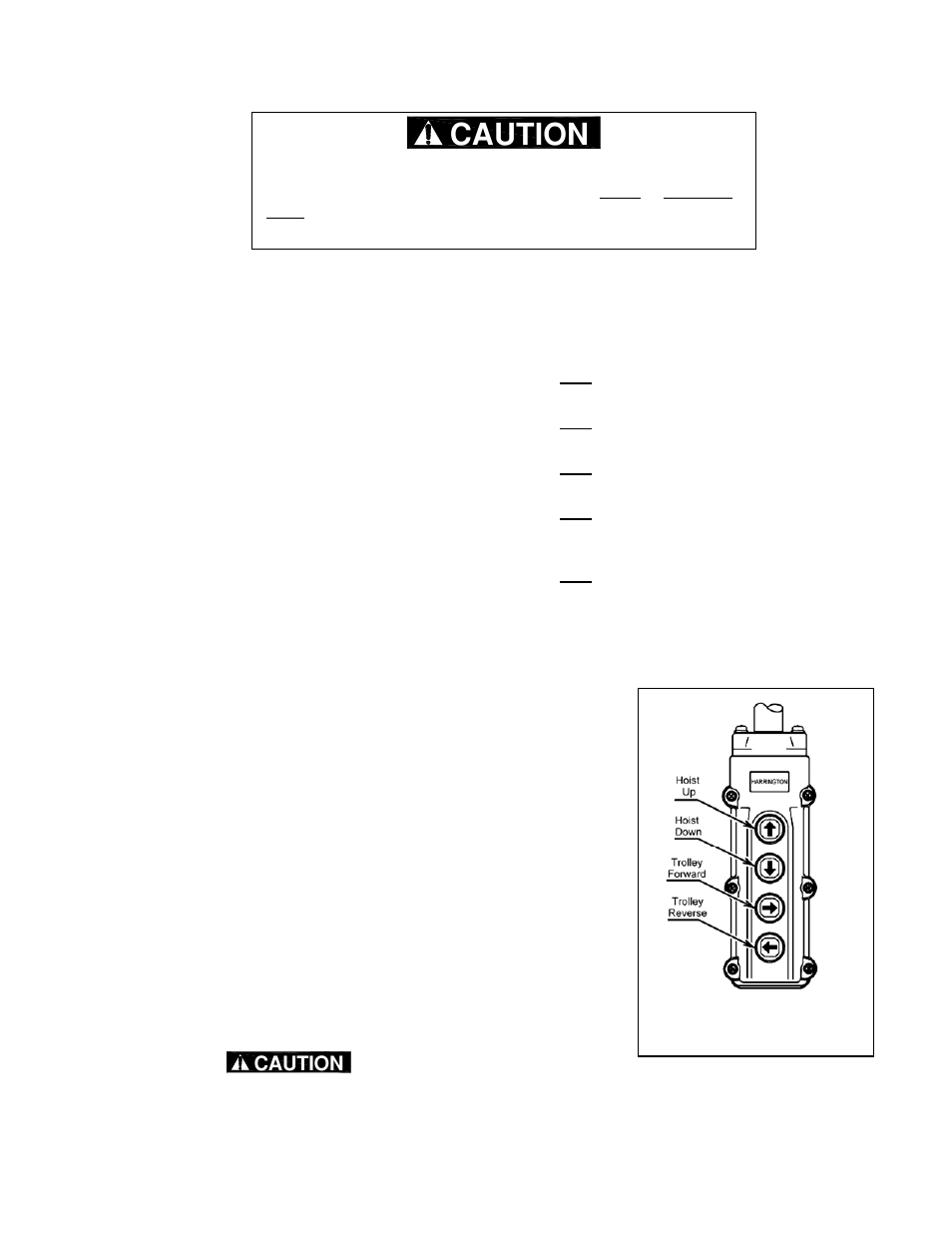 Caution | Harrington Hoists and Cranes MR Trolley - (MR1) User Manual | Page 29 / 66