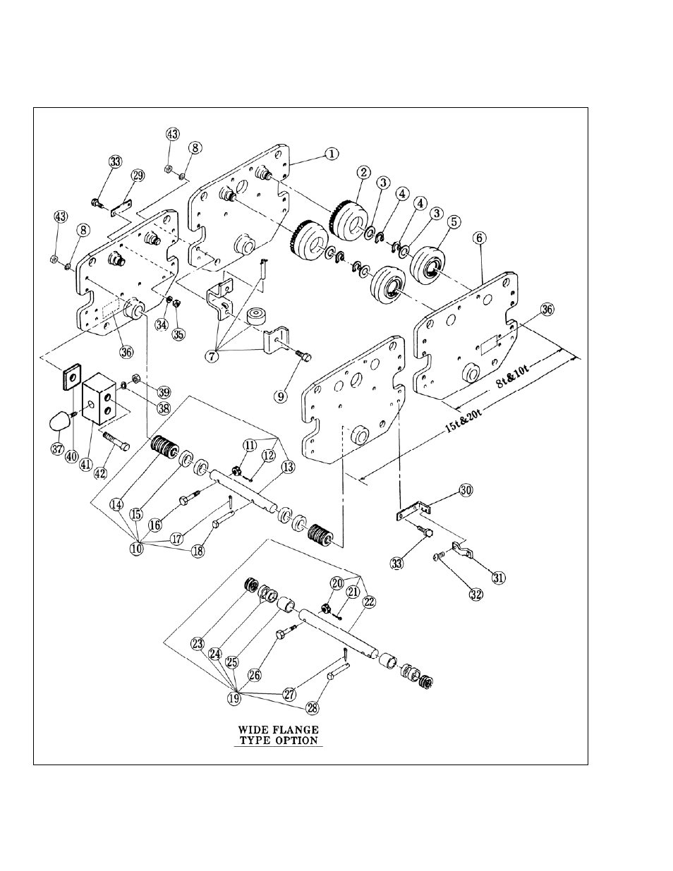 7 side plates and suspension parts – 8 to 20 ton | Harrington Hoists and Cranes MR Trolley - (MR1) User Manual | Page 52 / 66