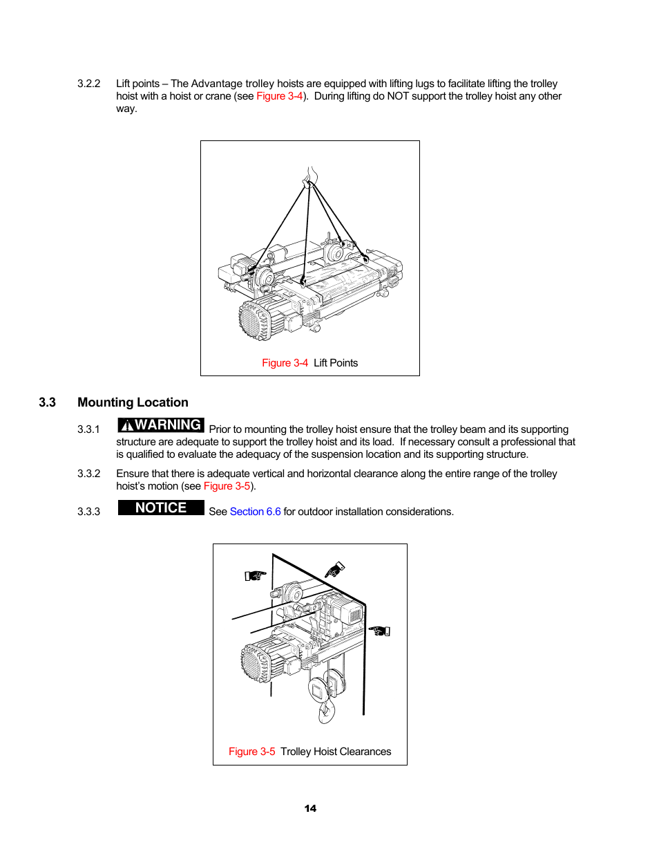 Warning, Notice | Harrington Hoists and Cranes RH - Advantage Wire Rope Hoist User Manual | Page 14 / 64