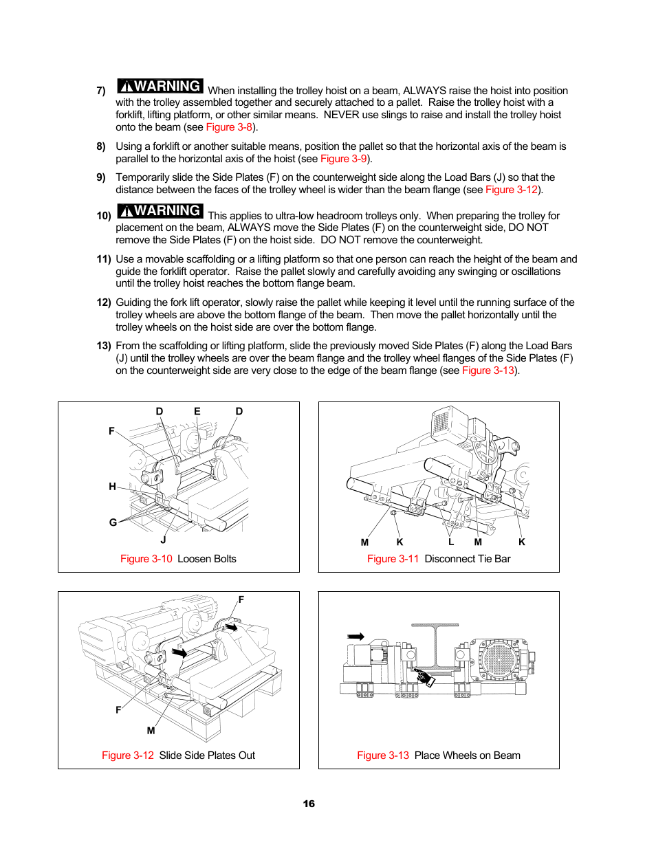 Warning | Harrington Hoists and Cranes RH - Advantage Wire Rope Hoist User Manual | Page 16 / 64