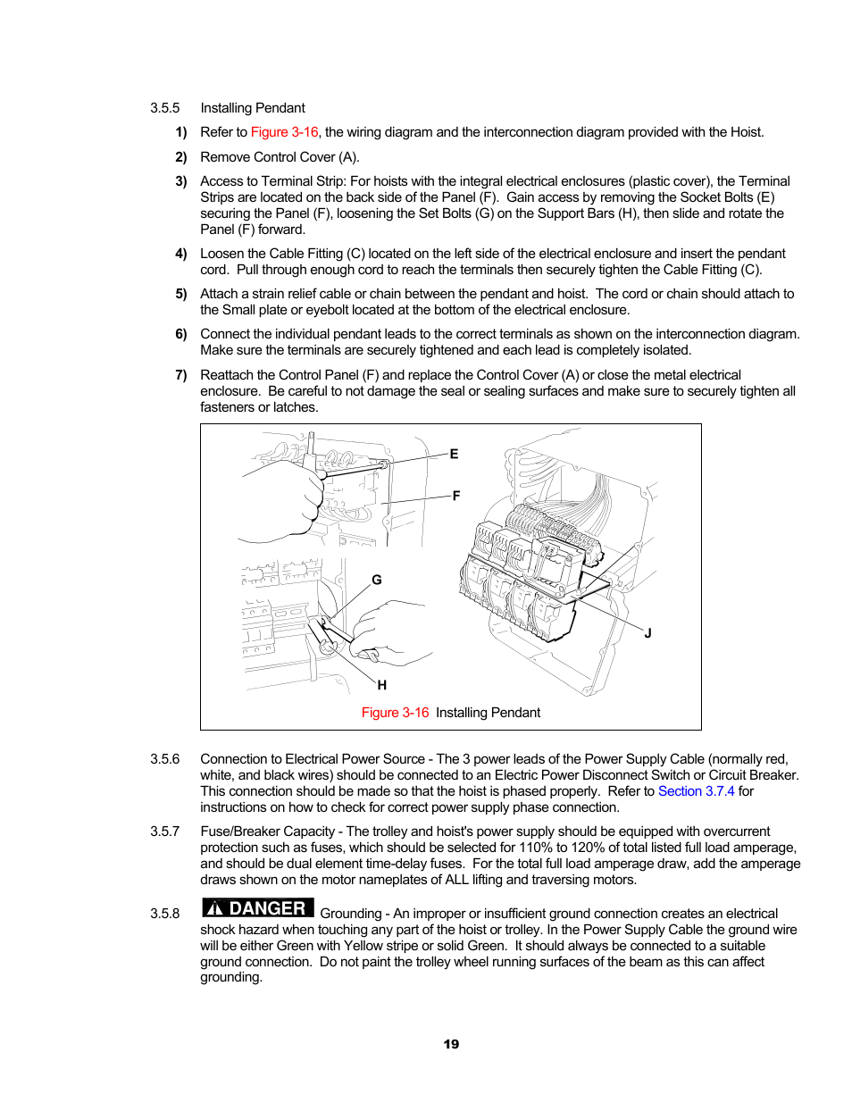 Danger | Harrington Hoists and Cranes RH - Advantage Wire Rope Hoist User Manual | Page 19 / 64