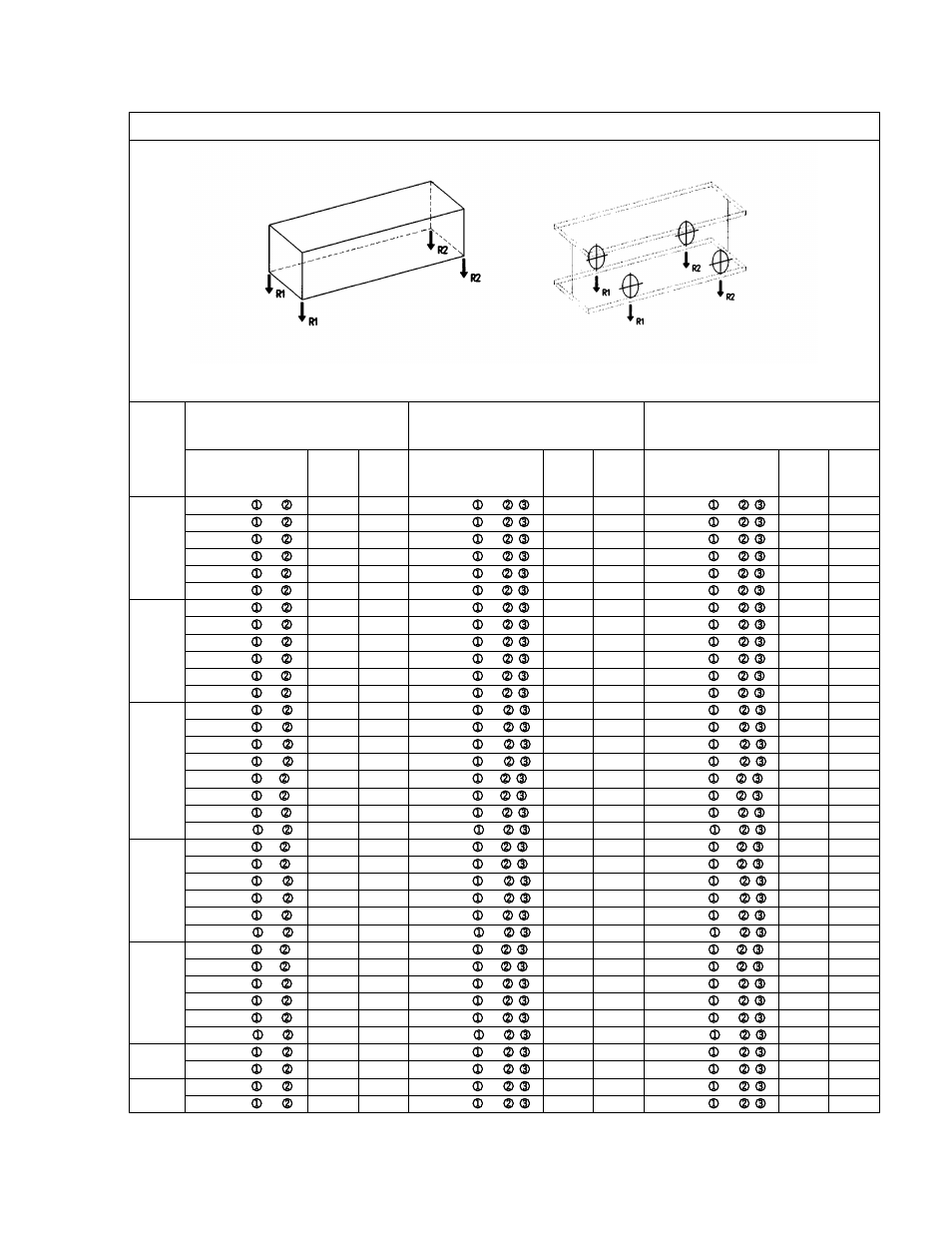 Table 2-13 reaction forces at rated load | Harrington Hoists and Cranes RH Wire Rope Hoist User Manual | Page 19 / 68