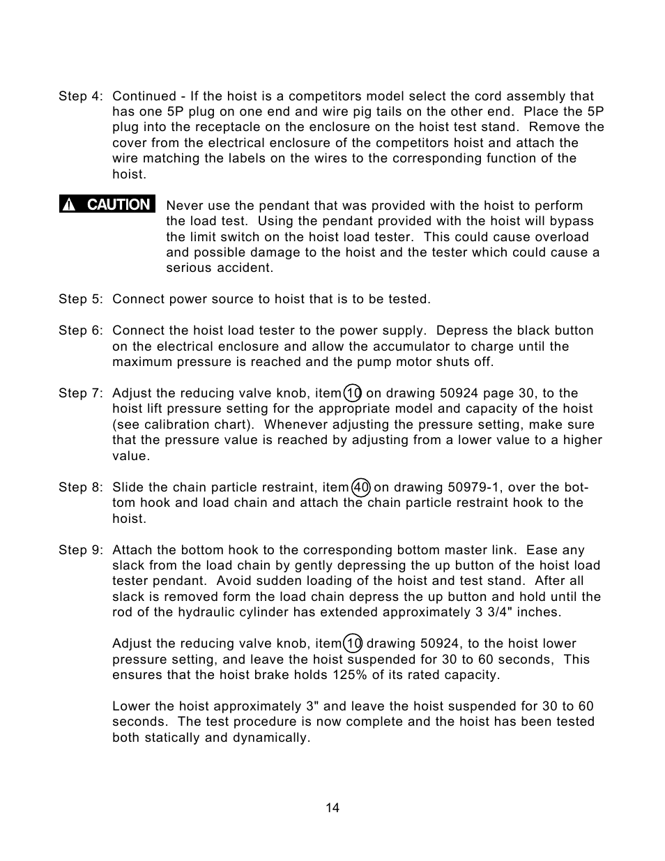 Harrington Hoists and Cranes Static/Dynamic Hoist Load Tester User Manual | Page 14 / 34