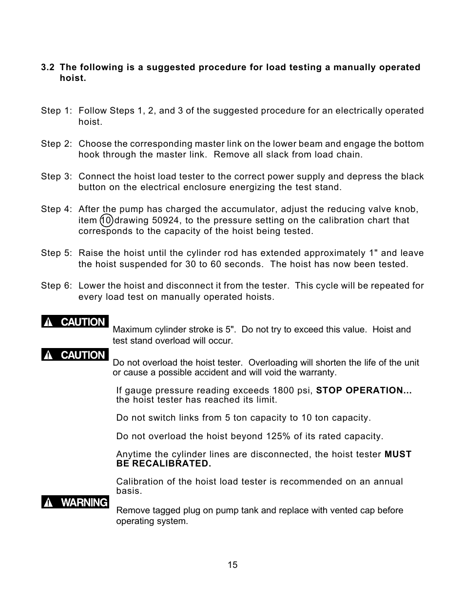 Harrington Hoists and Cranes Static/Dynamic Hoist Load Tester User Manual | Page 15 / 34