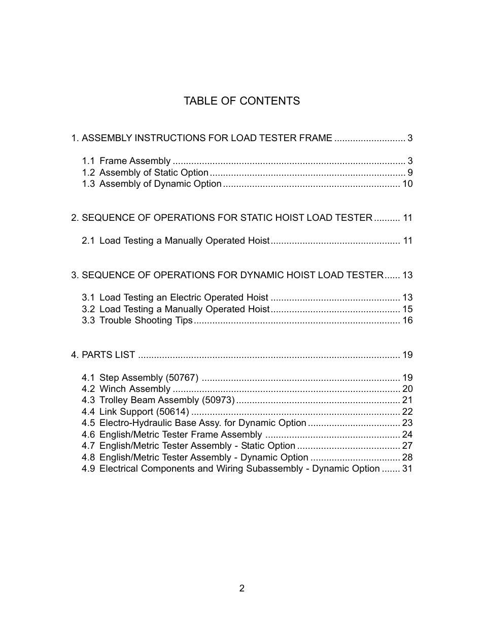 Harrington Hoists and Cranes Static/Dynamic Hoist Load Tester User Manual | Page 2 / 34