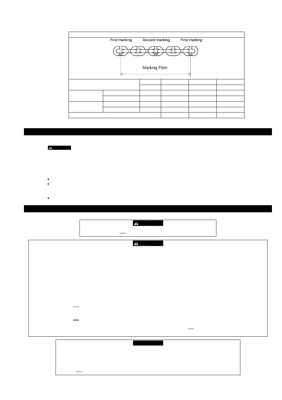 Danger, 0 preoperational procedures, 0 operation/use | Warning, Page 3 of 8 | Harrington Hoists and Cranes HSC Sling Chain User Manual | Page 3 / 8